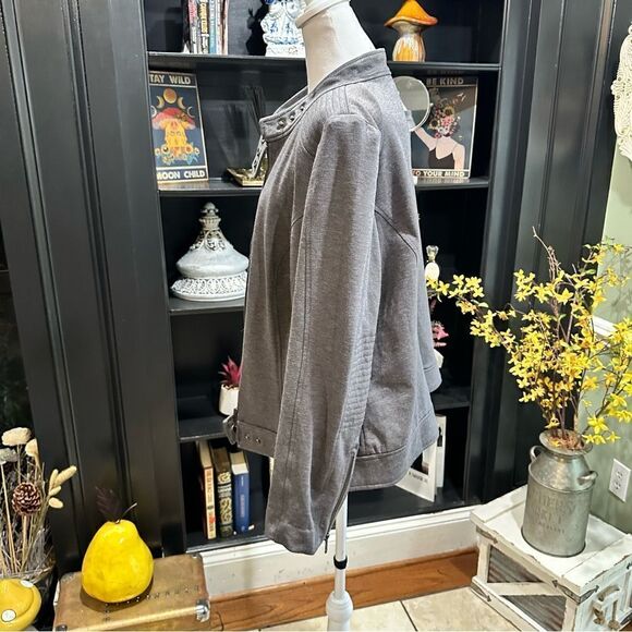 Lane Bryant Gray Moto Jacket Size 16 - Picture 8 of 11